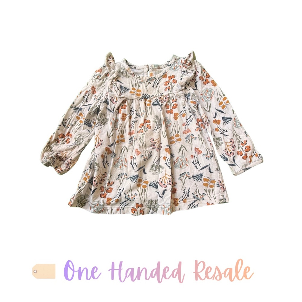 🤍 Carter's Kids White Floral Botanical Long Sleeve Blouse Top Girls 18M